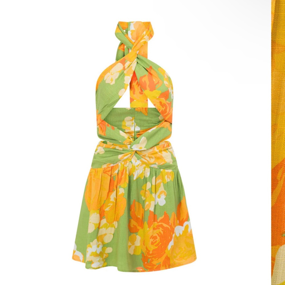 Amina Halter Dress - Floral Sunset Size XS